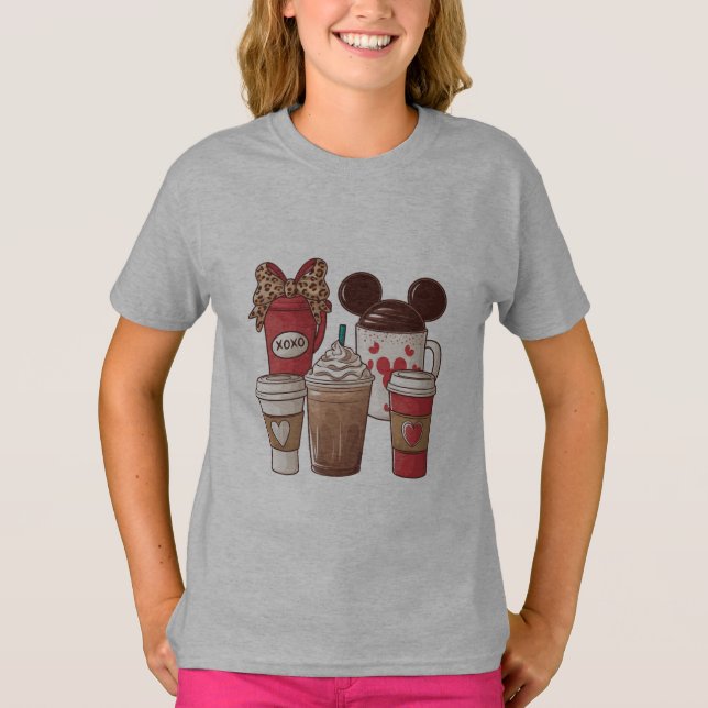 Alla hjärtans dags rolig latte kaffefantast  t shirt (Framsida)