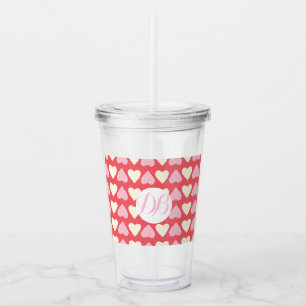 Alla hjärtans dags söta hjärtan monogram take away mugg