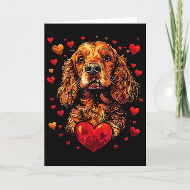 Alla hjärtans dags Spaniel Konstverk  Kort (Framsida)