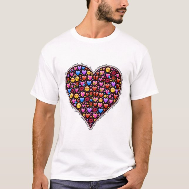 Alla hjärtans dags-tema Hjärtformad design T Shirt (Framsida)