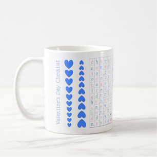 Alla hjärtans dagschacklista Puzzle Rosa, Blue Hea Kaffemugg