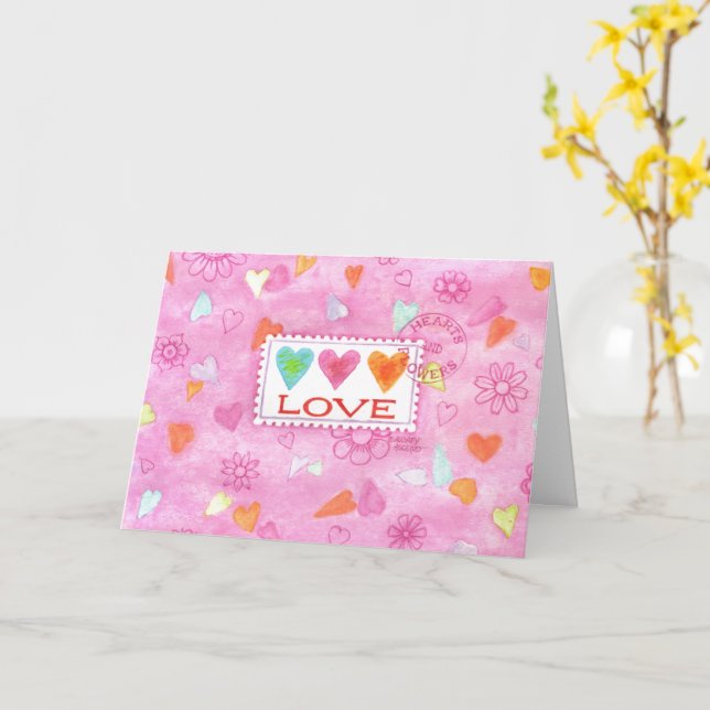 Alla hjärtans dagshjärtar som skickar Önskemål-kor Kort (Gul blomma)