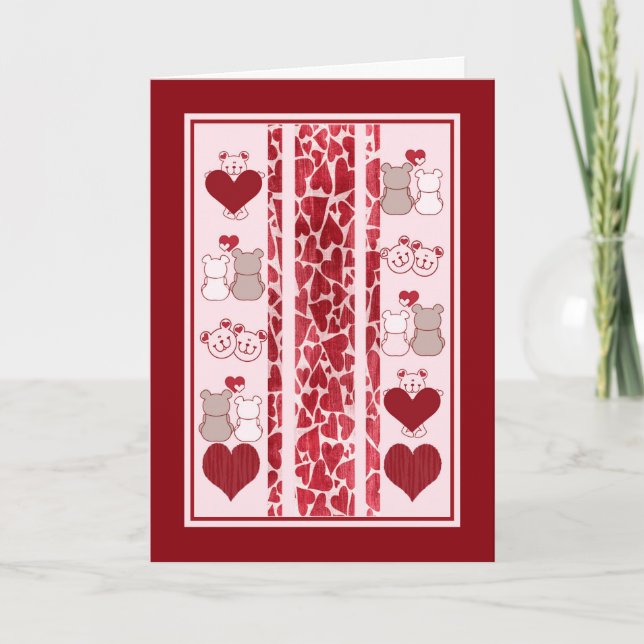 Alla hjärtans dagskort, Bear Hugs & Kisses Helgkort (Framsida)