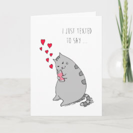 Alla hjärtans dagskort Cute Cat Texting I Kärlek Helgkort