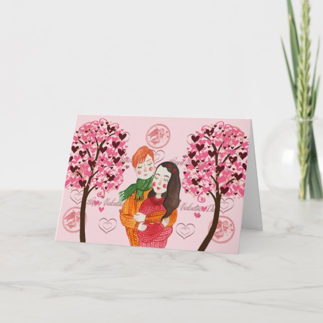 Alla hjärtans dagskort för raring med par kort (Framsida)