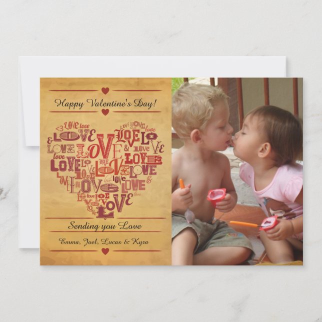 Alla hjärtans dagskort i kärlek Ord Julkort (Framsida)