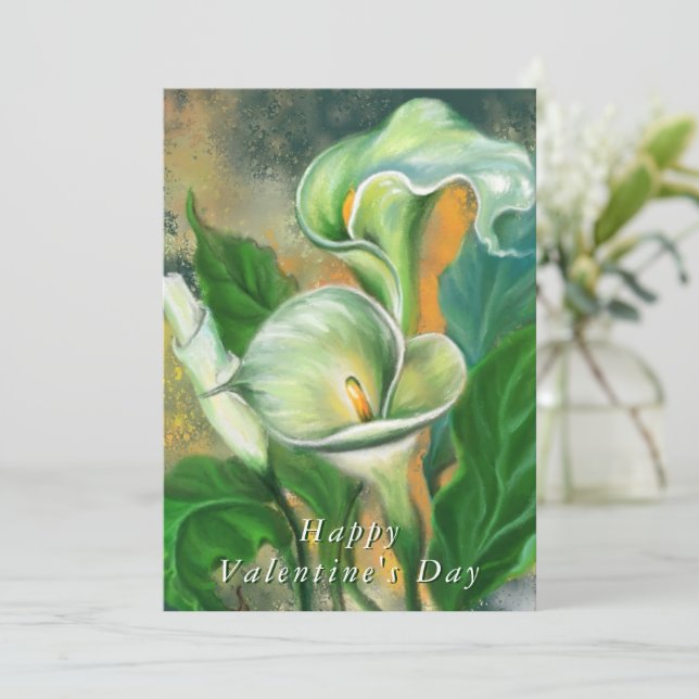 Alla hjärtans dagskort med Calla Lily Flowers (Stående Fram)