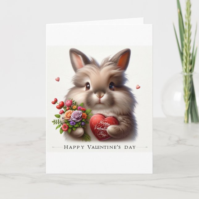 Alla hjärtans dagskort med en bunny tack kort (Framsida)