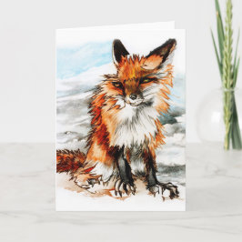 Alla hjärtans dagskort: Red Fox Teckning Helgkort