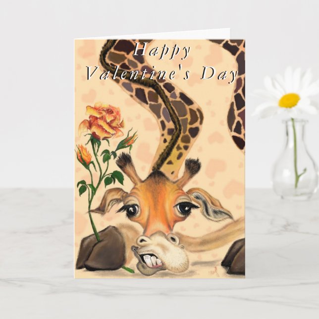 Alla hjärtans dagskort Romantic Giraffe Funny Kort (Liten växt)