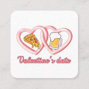 Alla hjärtans datum Pizza Beer Fyrkantigt Visitkort