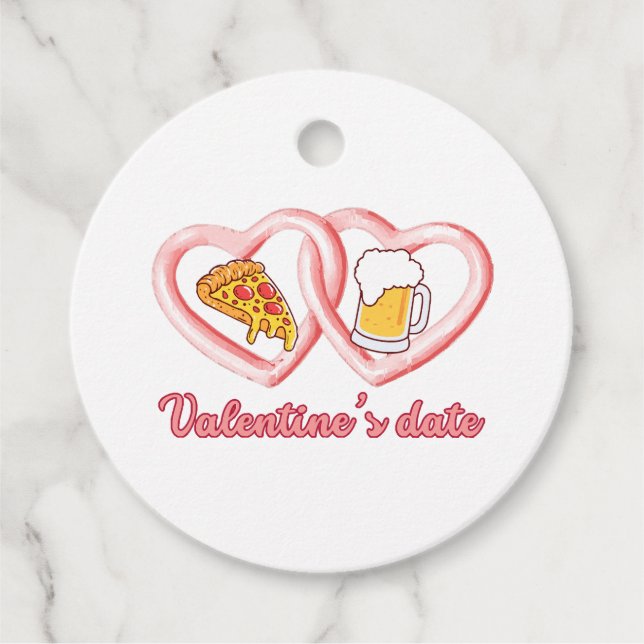 Alla hjärtans datum Pizza Beer Gåvor Etiketter (Framsida)