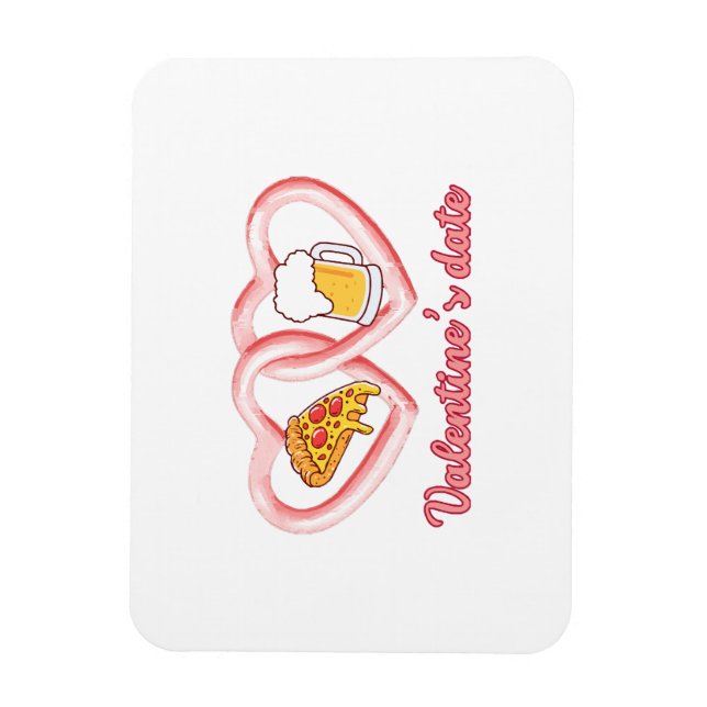 Alla hjärtans datum Pizza Beer Magnet (Vertikal)