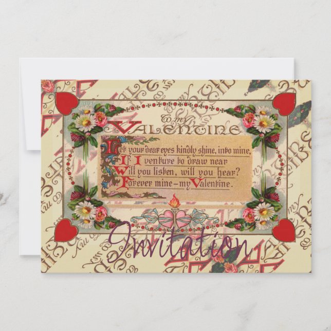 Alla hjärtans Dikt med blommor Inbjudningar (Framsida)