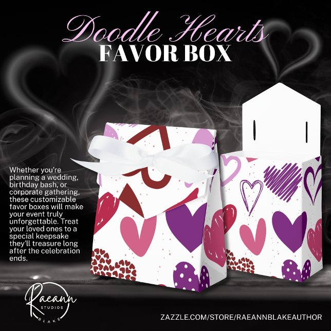 Alla hjärtans Doodle Hearts Favor Box Presentaskar (Skapare uppladdad)