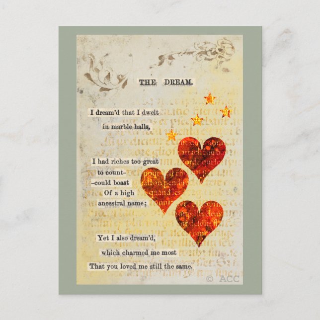 Alla hjärtans drömhjärtan helg vykort (Framsida)