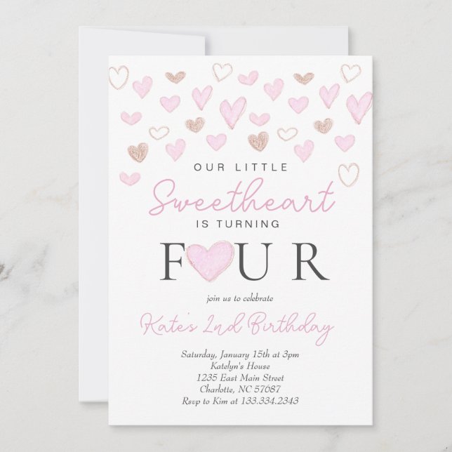 Alla hjärtans fjärde födelsedag inbjudningar (Framsida)