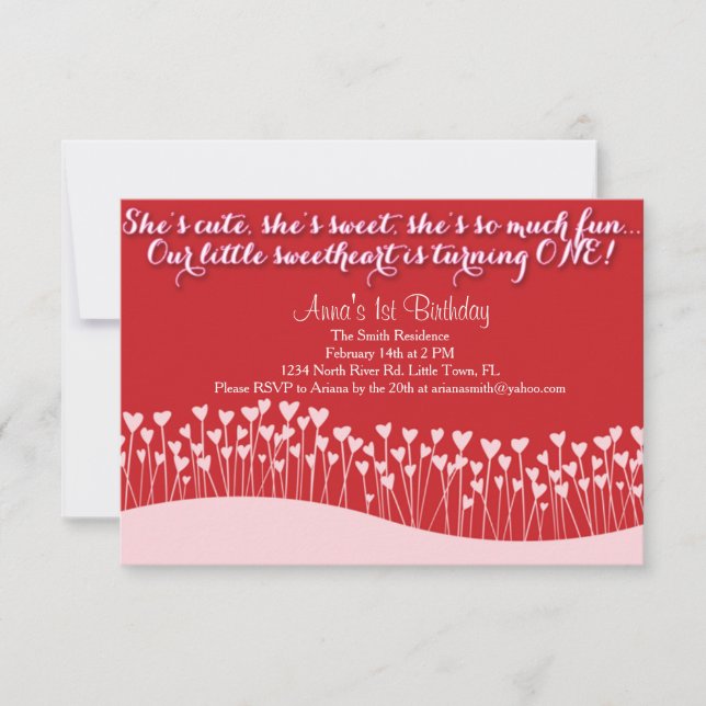 Alla hjärtans första födelsedag inbjudningar (Framsida)