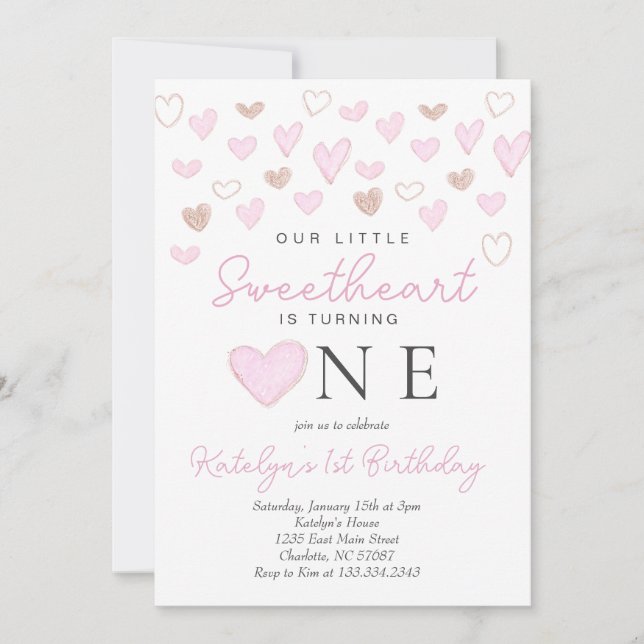 Alla hjärtans första födelsedagsinbjudan inbjudningar (Framsida)