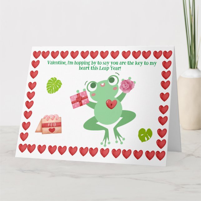 Alla hjärtans frys Frog Heart Flowers ger Feb Desi Kort (Framsida)