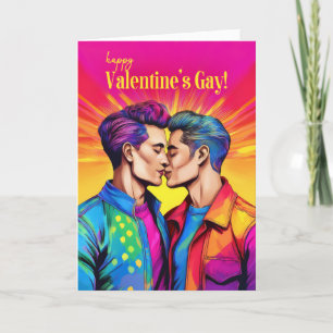 Alla hjärtans gay Male par Rainbow pop Art Theme Helgkort