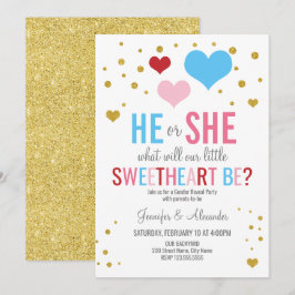 Alla hjärtans Gender Reveal Party-inbjudan Inbjudningar