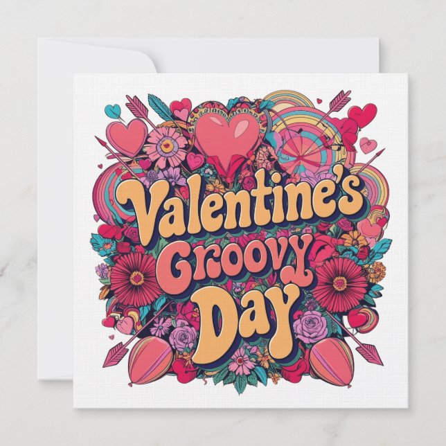 Alla hjärtans gryningsdag, retro clipart inbjudningar (Framsida)