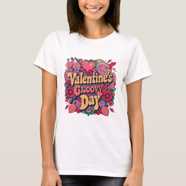 Alla hjärtans gryningsdag, retro clipart t shirt (Framsida)