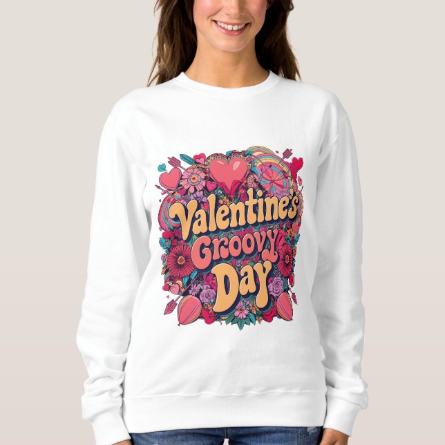 Alla hjärtans gryningsdag, retro clipart t shirt (Framsida)