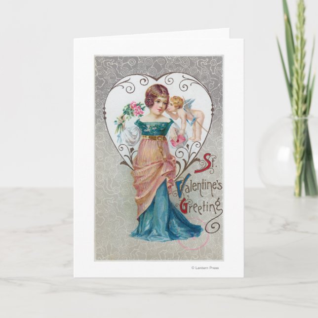 Alla hjärtans Hälsning Cupid Helgkort (Framsida)