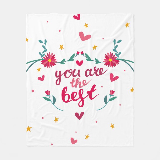 Alla hjärtans hälsningskort med hjärtan, blomma fleecefilt (Framsidan)