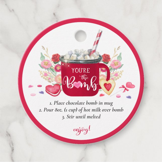 Alla hjärtans Hett Chocolate Bomb Du är bomben Gåvor Etiketter (Framsida)