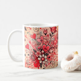 Alla hjärtans hjärtan / Margareta / Splatterkonst Kaffemugg