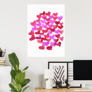 Alla hjärtans hjärtan - rosa och magenta poster