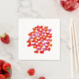 Alla hjärtans hjärtan - rosa och orange pappersservett