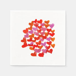 Alla hjärtans hjärtan - rosa och orange pappersservett