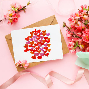 Alla hjärtans hjärtan - rosa och orange vykort