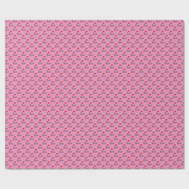 Alla hjärtans hjärtmönster över rosa inslagspapper presentpapper (Platt)