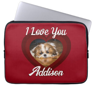 Alla hjärtans hund kärlek Anpassningsbar namn på r Laptop Fodral