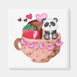 Alla hjärtans Kärlek Panda Mugg Square Magnet