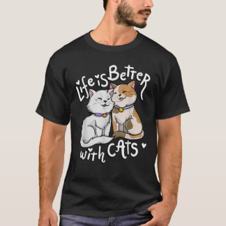 Alla hjärtans klappliv är bättre med katter t shirt