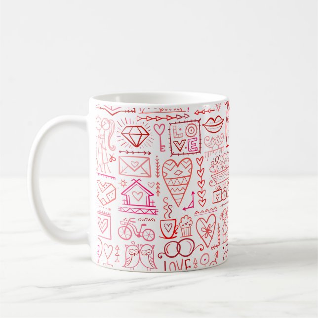 Alla hjärtans kortdesign. Kärlek och Bröllop Kaffemugg (Vänster)