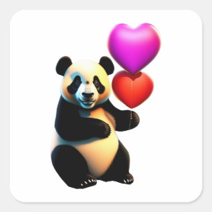 Alla hjärtans panda och hjärtballong, Alla hjärtan Fyrkantigt Klistermärke