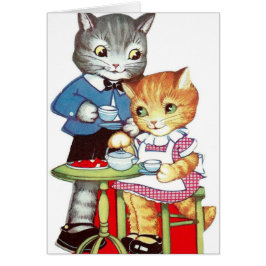 Alla hjärtans retro-katter hälsningskort