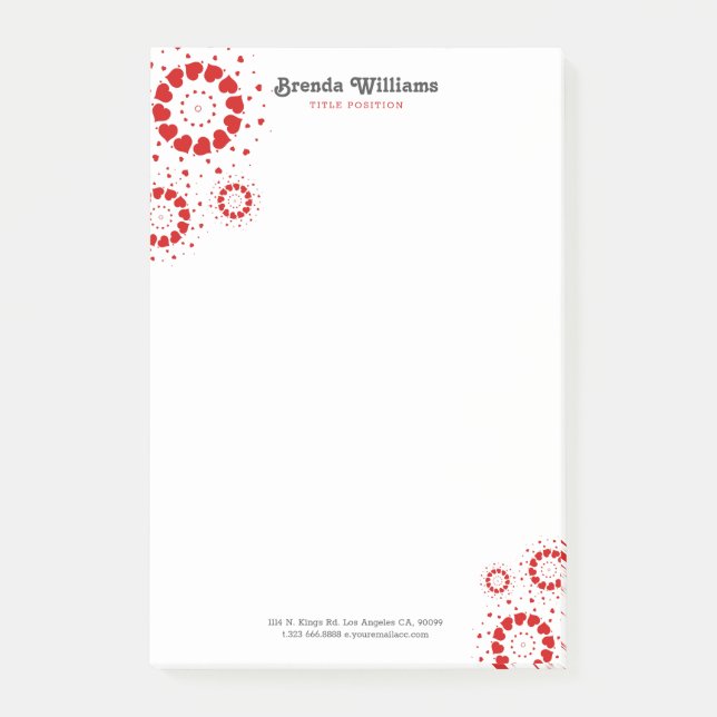 Alla hjärtans röda hjärtan-cirklar post-it block (Framsida)