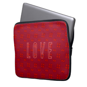 Alla hjärtans röda hjärtan på Röda Kärlek Laptop Fodral
