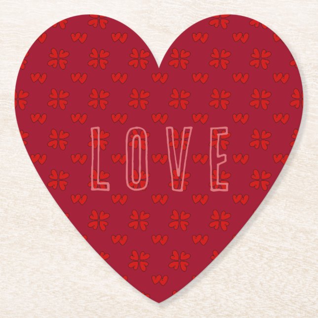 Alla hjärtans röda hjärtan på Röda Kärlek Underlägg Papper (Framsida)