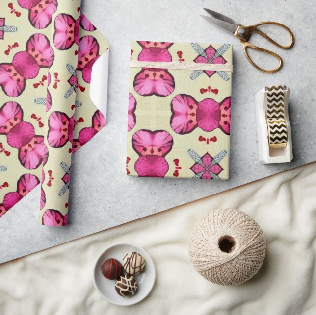 Alla hjärtans röda hjärtan romantik abstrakt mönst presentpapper (Hantverk)