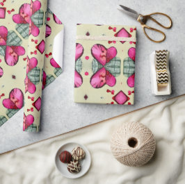 Alla hjärtans röda hjärtan romantik abstrakt mönst presentpapper