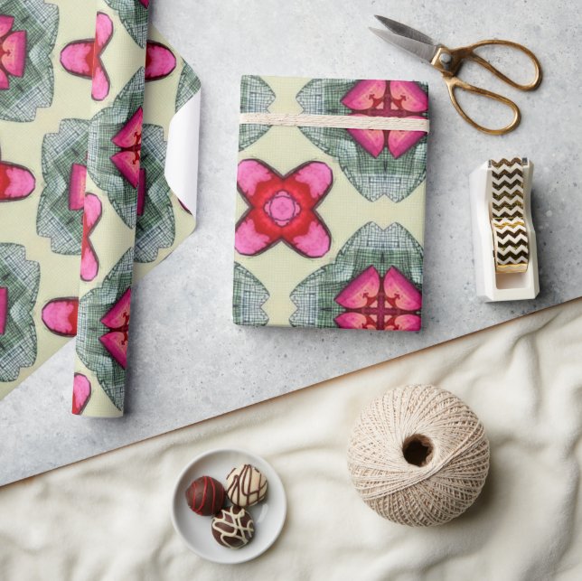 Alla hjärtans röda hjärtan romantik abstrakt mönst presentpapper (Hantverk)